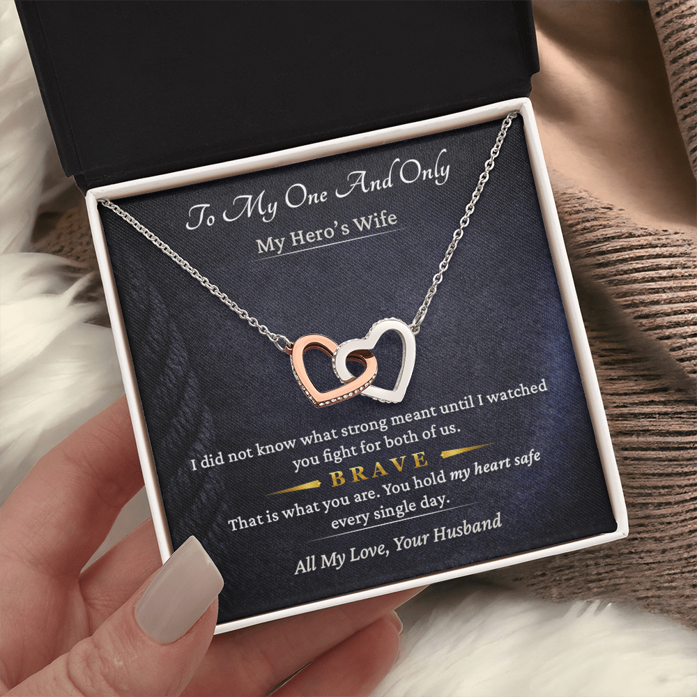 Interlocking Hearts Necklace for Lineman Wife Couple Gift | Message Card | Love