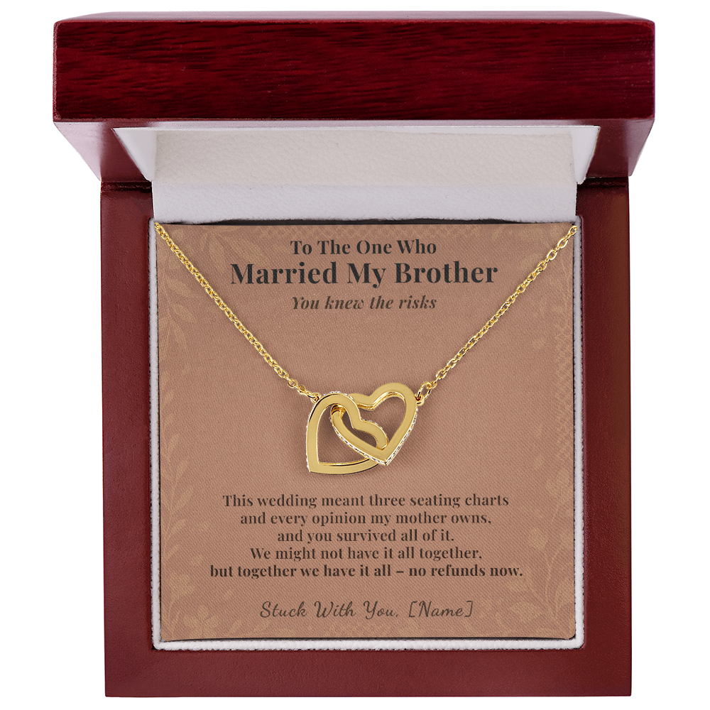 Bride Necklace Welcome Gift From Sister In Law | Message Card | Two Hearts Pendant
