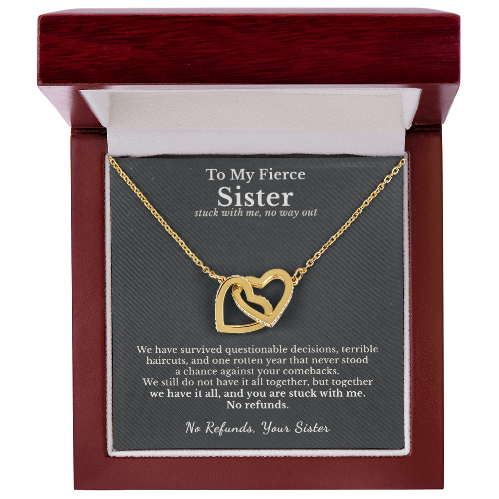 Sister Cancer Survivor Necklace Support Gift From Sister | Message Card | Two Hearts Pendant