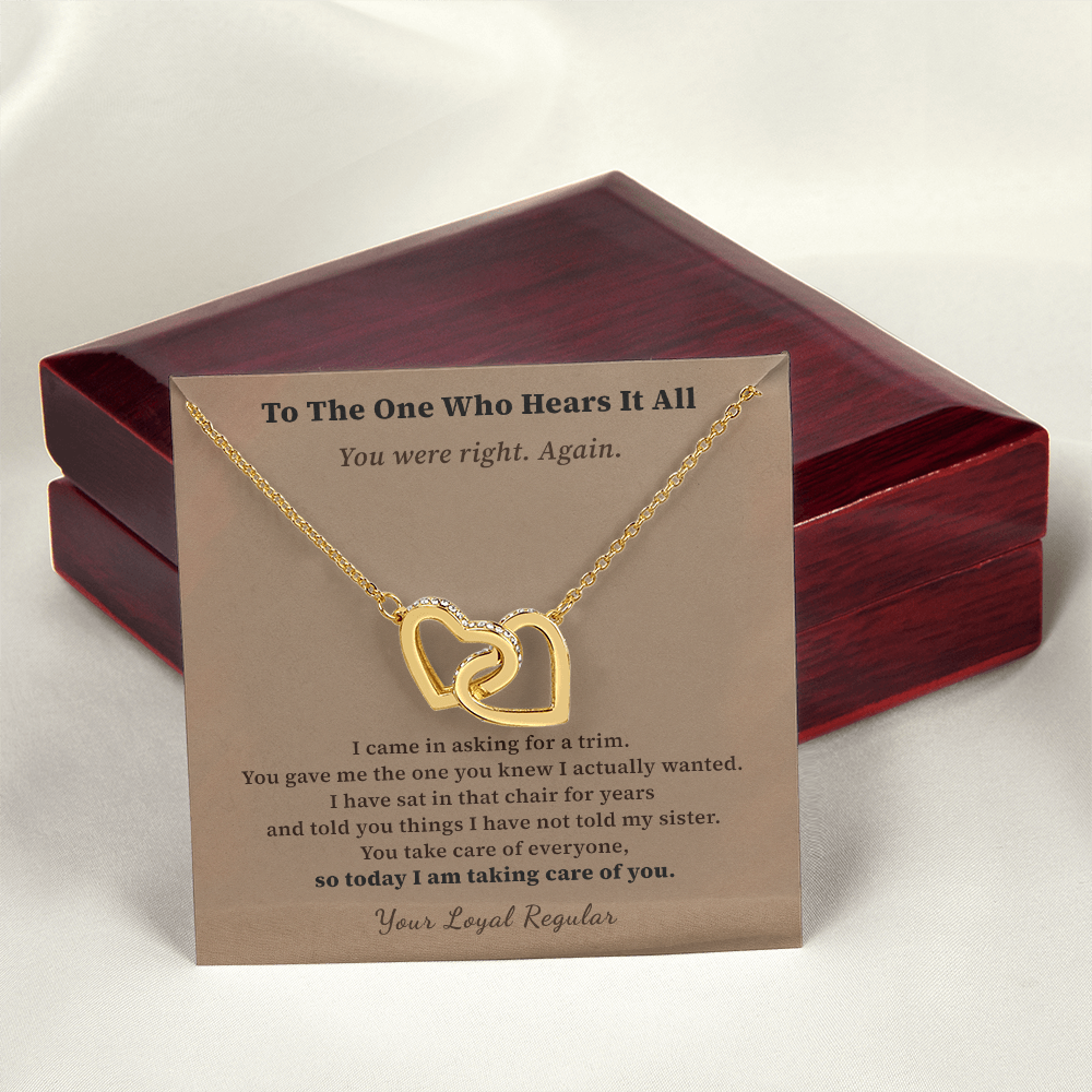 Hairdresser Necklace Thank You Gift From Loyal Client | Message Card | Two Hearts Keepsake