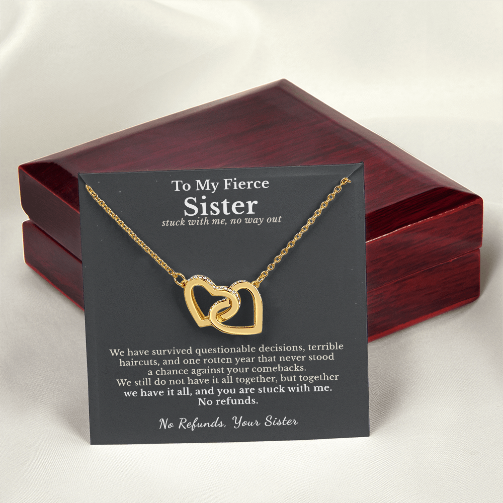 Sister Cancer Survivor Necklace Support Gift From Sister | Message Card | Two Hearts Pendant