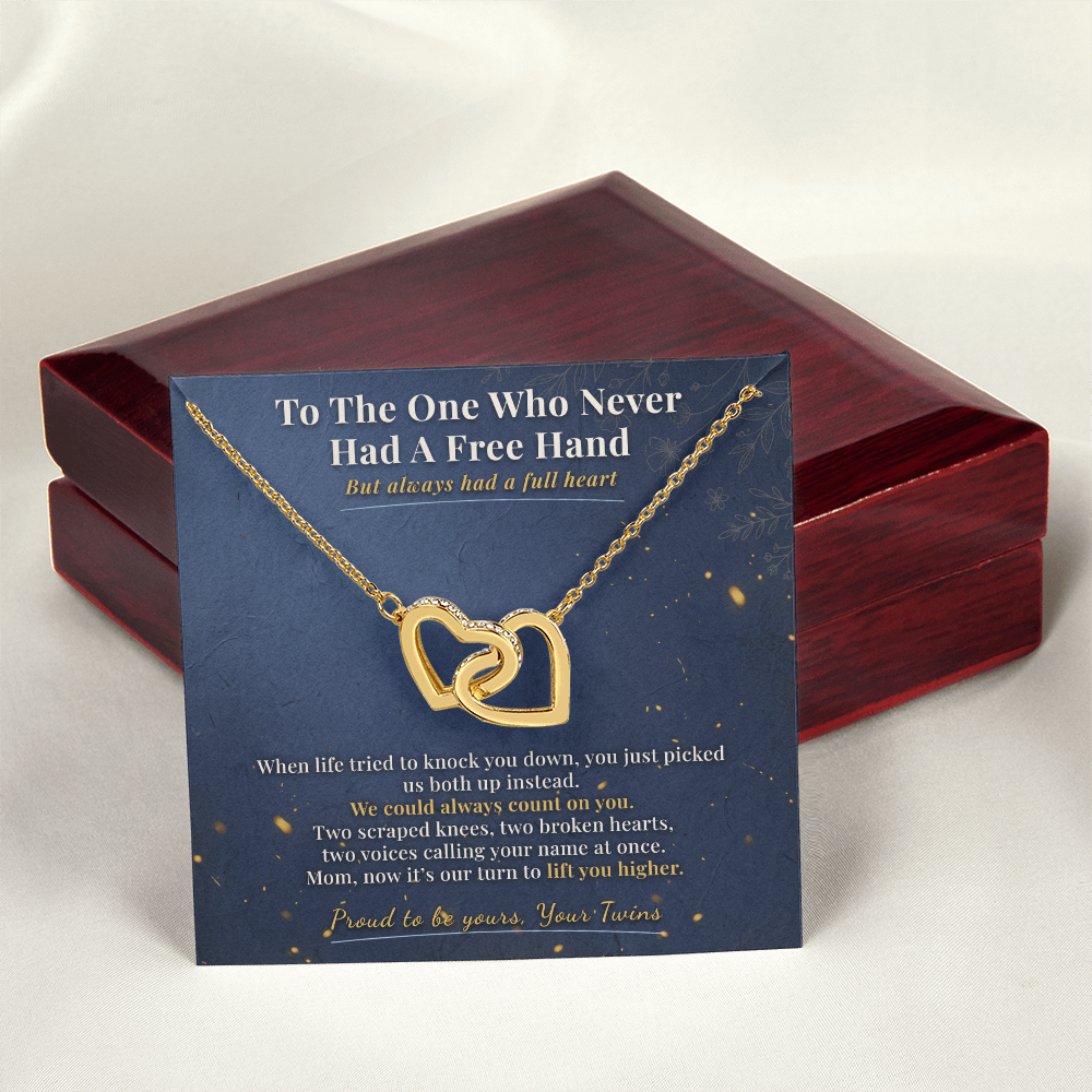 Mom of Twins Necklace Keepsake Gift | Message Card | Two Hearts Pendant Baby Shower