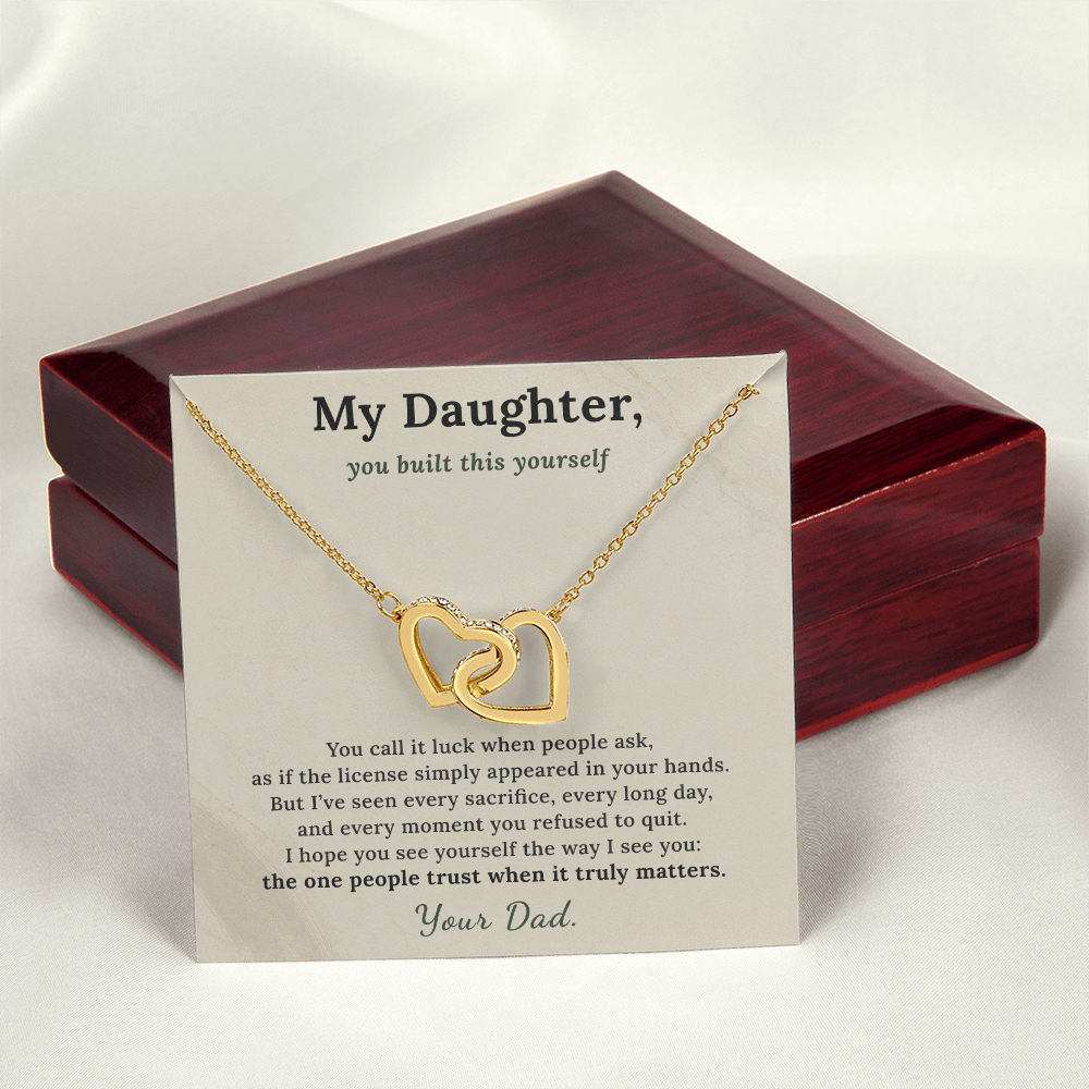 Electrician Daughter Necklace Graduation Gift From Dad | Message Card | Two Hearts Pendant