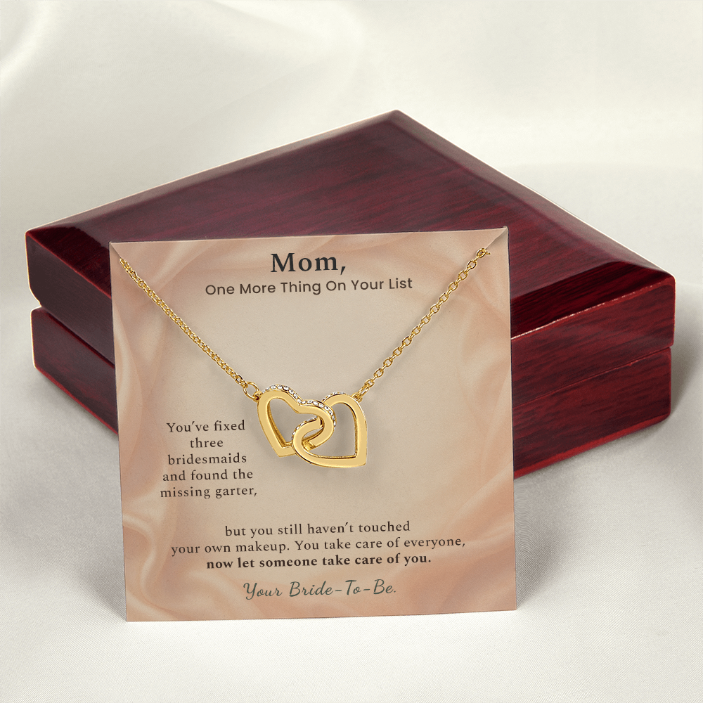 Mom Of The Bride Necklace Keepsake Gift From Daughter | Message Card | Two Hearts Pendant