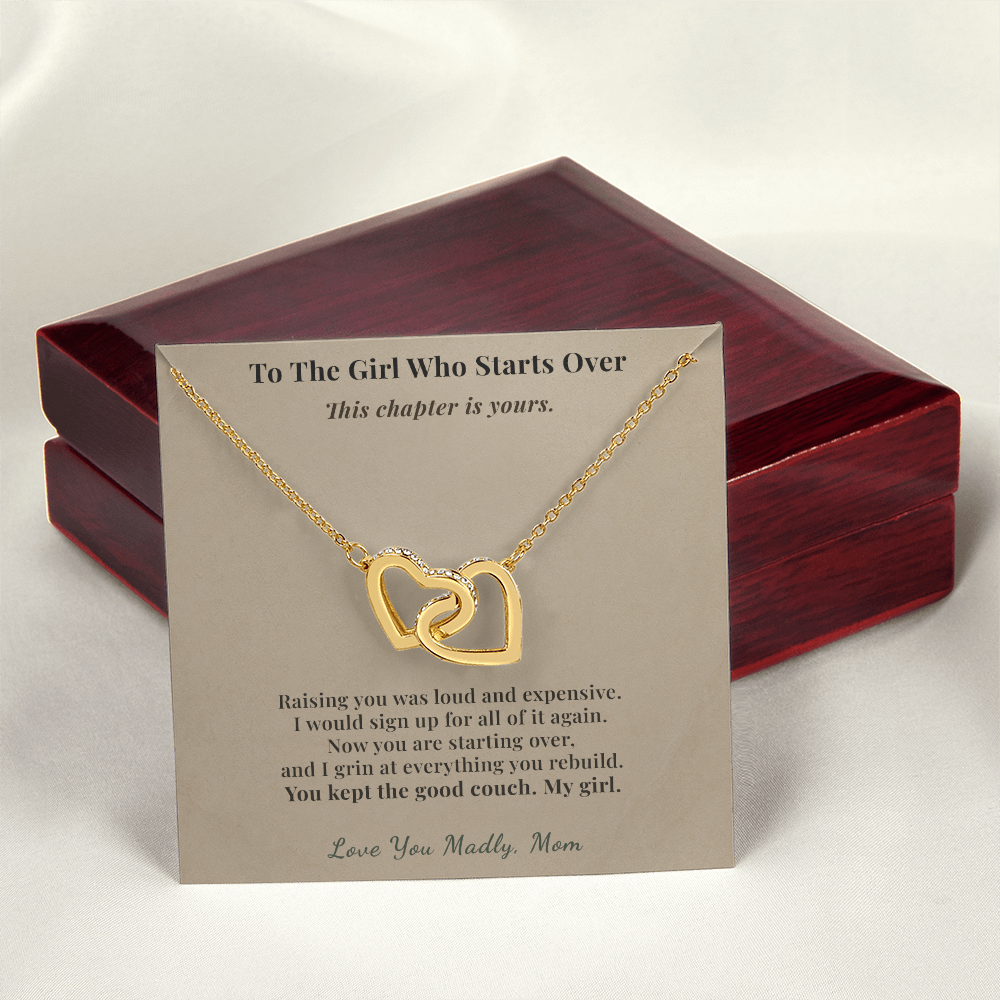 Daughter Necklace New Home Gift From Mom | Message Card | Two Hearts Pendant