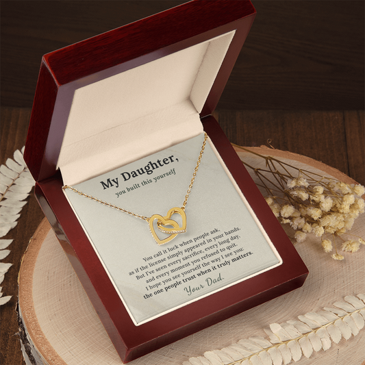Electrician Daughter Necklace Graduation Gift From Dad | Message Card | Two Hearts Pendant
