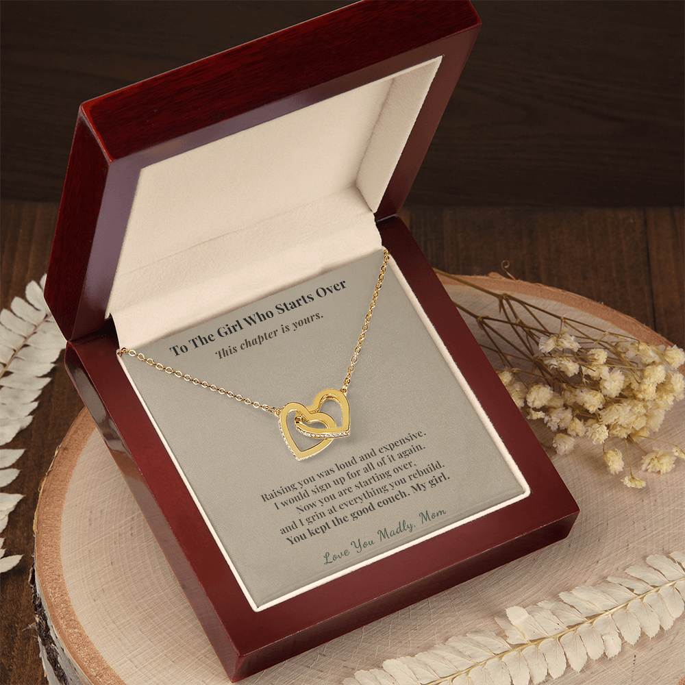 Daughter Necklace New Home Gift From Mom | Message Card | Two Hearts Pendant