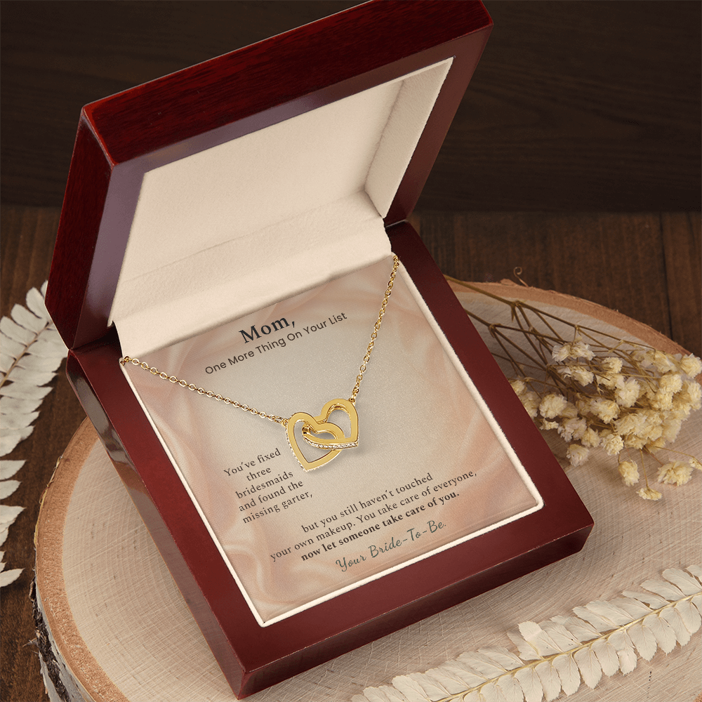 Mom Of The Bride Necklace Keepsake Gift From Daughter | Message Card | Two Hearts Pendant