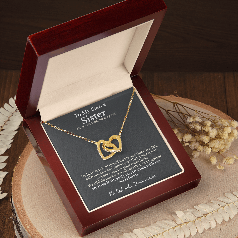 Sister Cancer Survivor Necklace Support Gift From Sister | Message Card | Two Hearts Pendant
