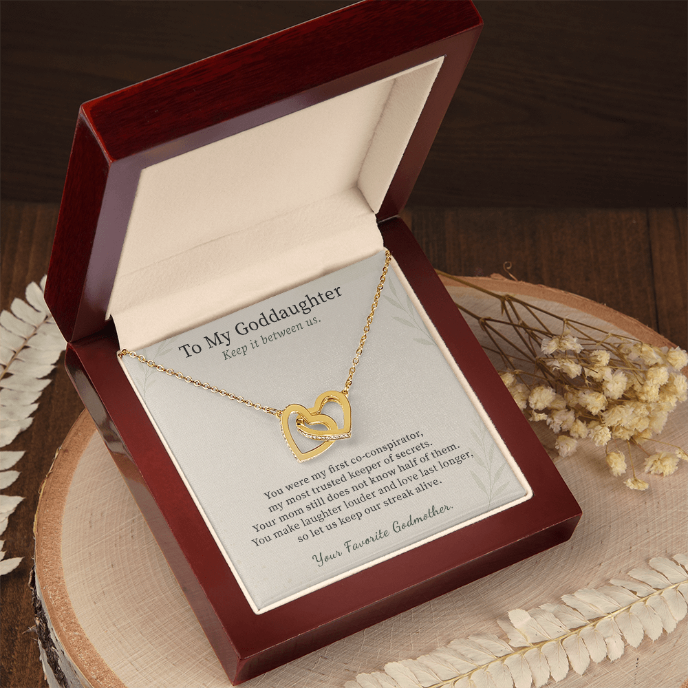 Sweet Goddaughter Necklace Graduation Gift From Fairy Godmother | Message Card | Two Hearts