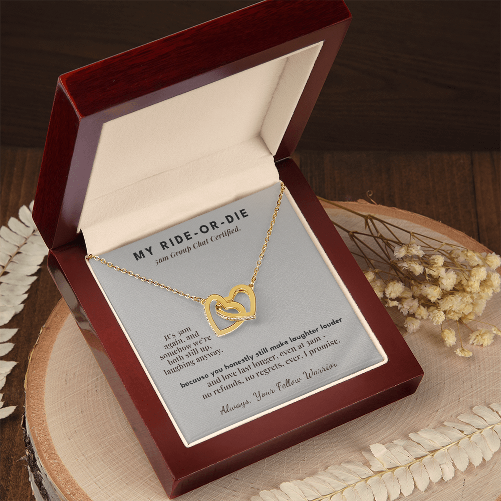 Bestie Menopause Necklace Birthday Gift From Friend | Message Card | Two Hearts Midlife Humor