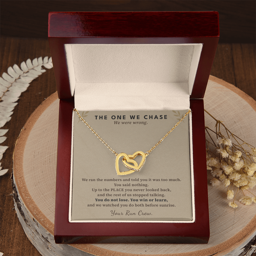 Half Marathon Runner Necklace Race Finisher Gift From Run Crew | Message Card | Two Hearts Pendant
