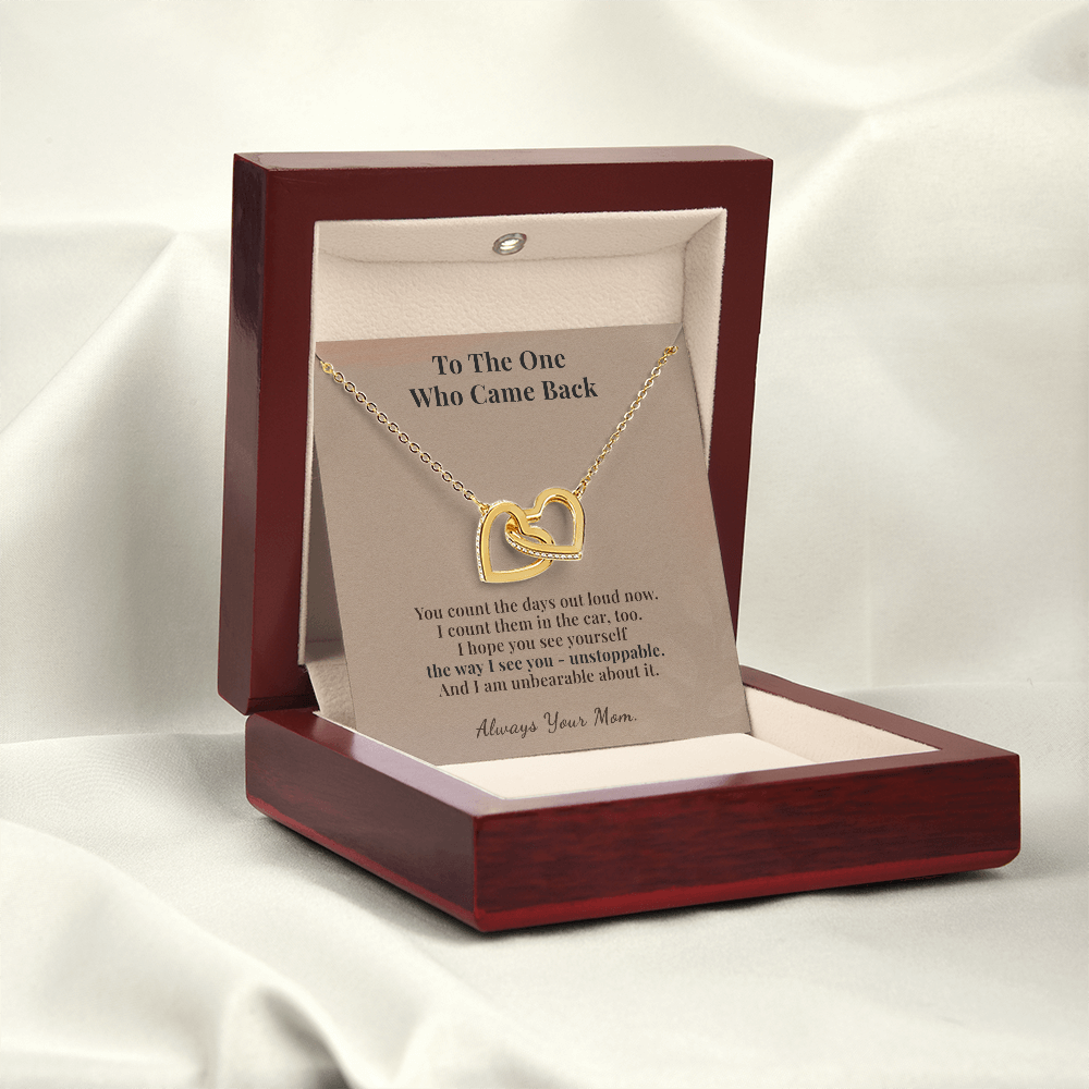 Daughter Sobriety Necklace Gift From Mom | Message Card | Two Hearts Pendant Milestone