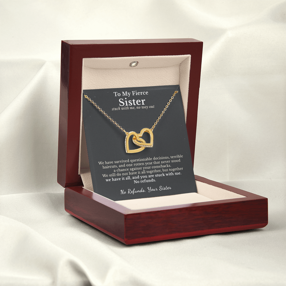 Sister Cancer Survivor Necklace Support Gift From Sister | Message Card | Two Hearts Pendant
