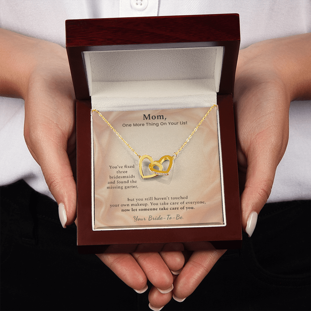 Mom Of The Bride Necklace Keepsake Gift From Daughter | Message Card | Two Hearts Pendant