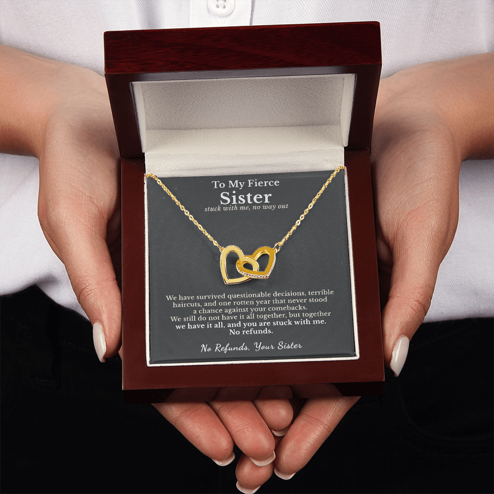Sister Cancer Survivor Necklace Support Gift From Sister | Message Card | Two Hearts Pendant