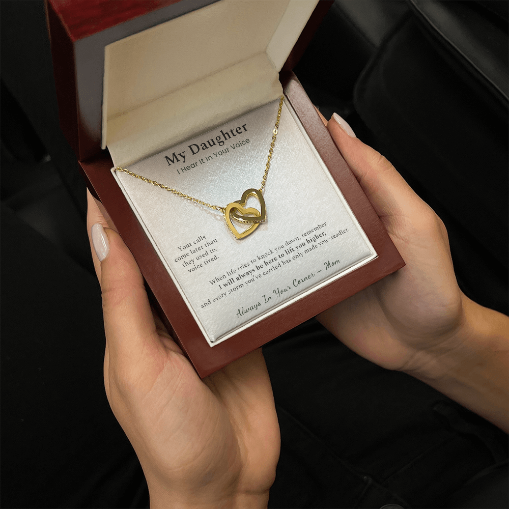 Daughter Necklace Support Gift From Mother | Message Card | Two Hearts Pendant Strength