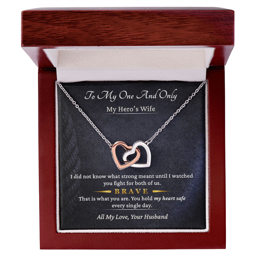 Interlocking Hearts Necklace for Lineman Wife Couple Gift | Message Card | Love