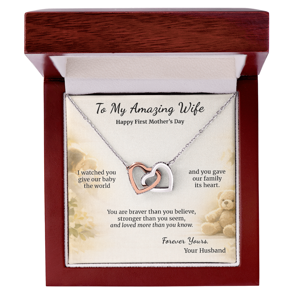 Interlocking Hearts Necklace for New Mom First Mothers Day | Message Card | Sentimental