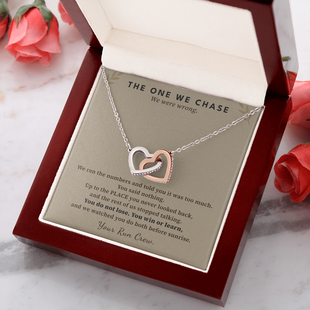 Half Marathon Runner Necklace Race Finisher Gift From Run Crew | Message Card | Two Hearts Pendant