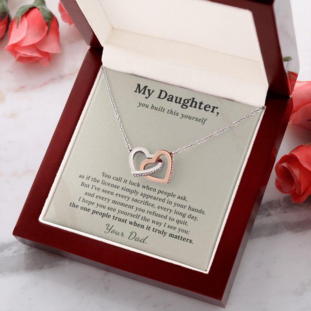 Electrician Daughter Necklace Graduation Gift From Dad | Message Card | Two Hearts Pendant