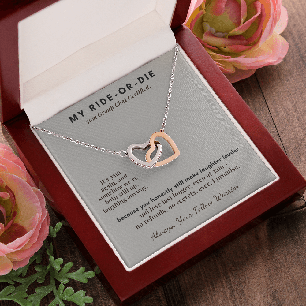 Bestie Menopause Necklace Birthday Gift From Friend | Message Card | Two Hearts Midlife Humor