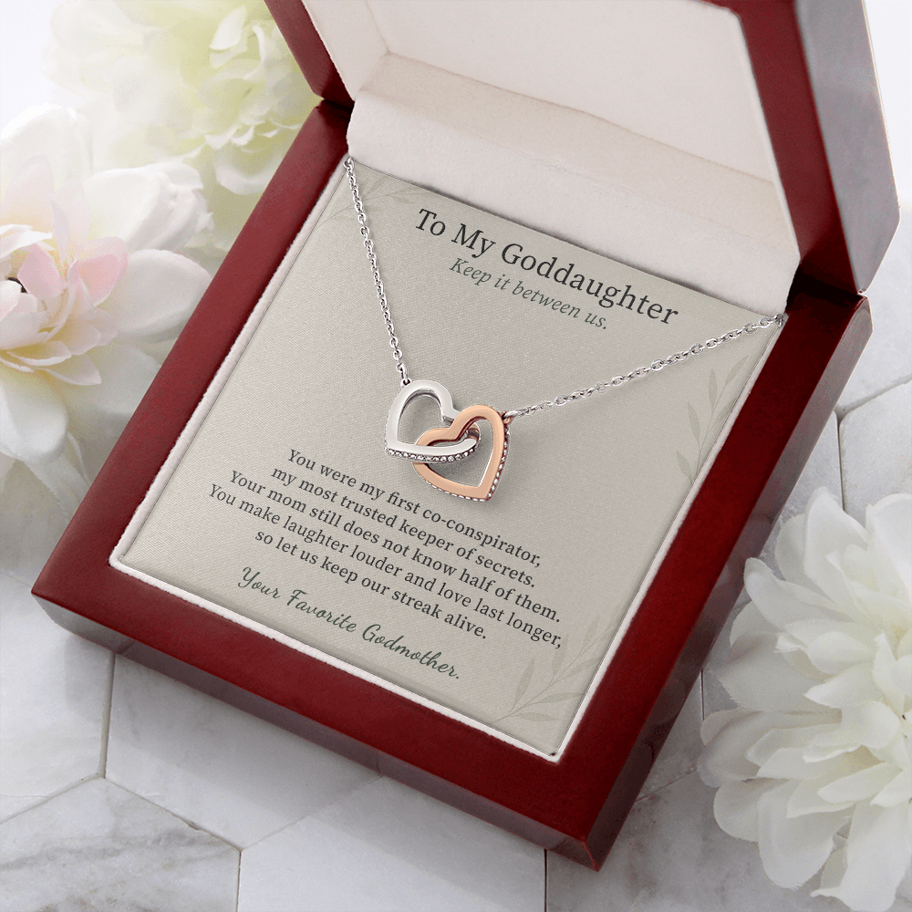 Sweet Goddaughter Necklace Graduation Gift From Fairy Godmother | Message Card | Two Hearts