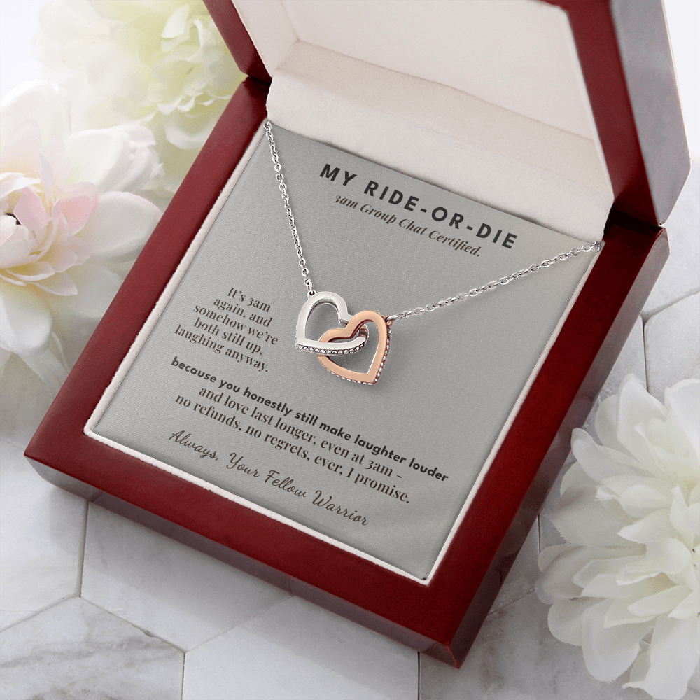 Bestie Menopause Necklace Birthday Gift From Friend | Message Card | Two Hearts Midlife Humor