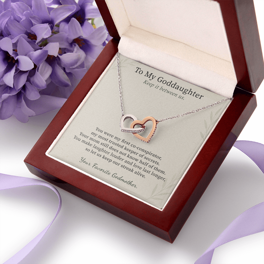 Sweet Goddaughter Necklace Graduation Gift From Fairy Godmother | Message Card | Two Hearts