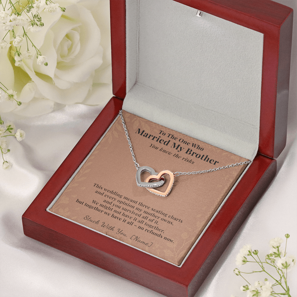 Bride Necklace Welcome Gift From Sister In Law | Message Card | Two Hearts Pendant