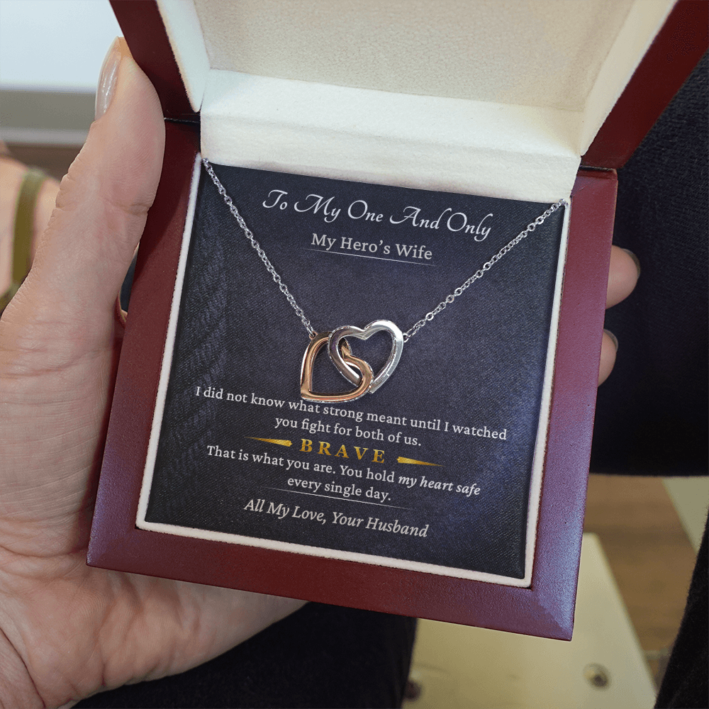 Interlocking Hearts Necklace for Lineman Wife Couple Gift | Message Card | Love