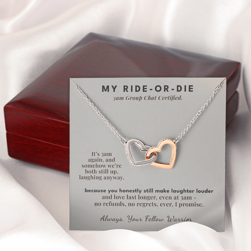 Bestie Menopause Necklace Birthday Gift From Friend | Message Card | Two Hearts Midlife Humor