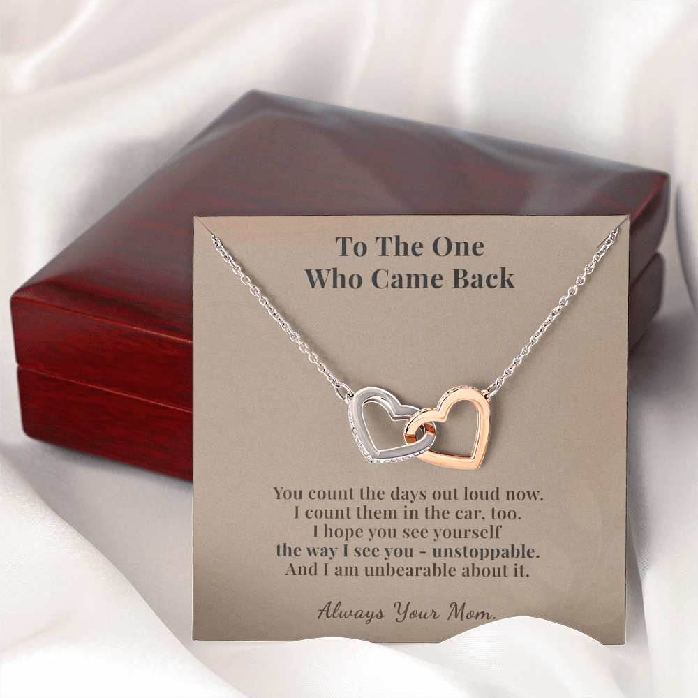 Daughter Sobriety Necklace Gift From Mom | Message Card | Two Hearts Pendant Milestone