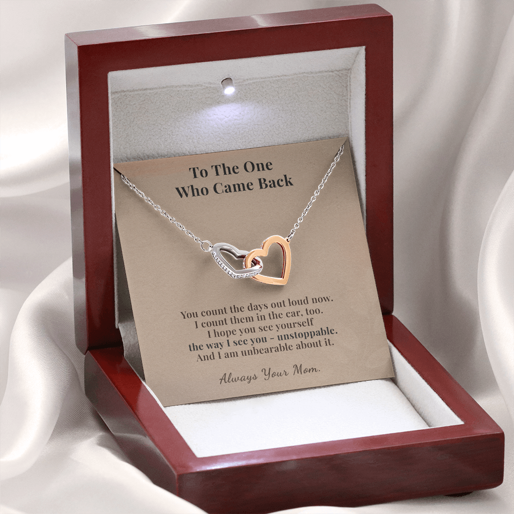 Daughter Sobriety Necklace Gift From Mom | Message Card | Two Hearts Pendant Milestone