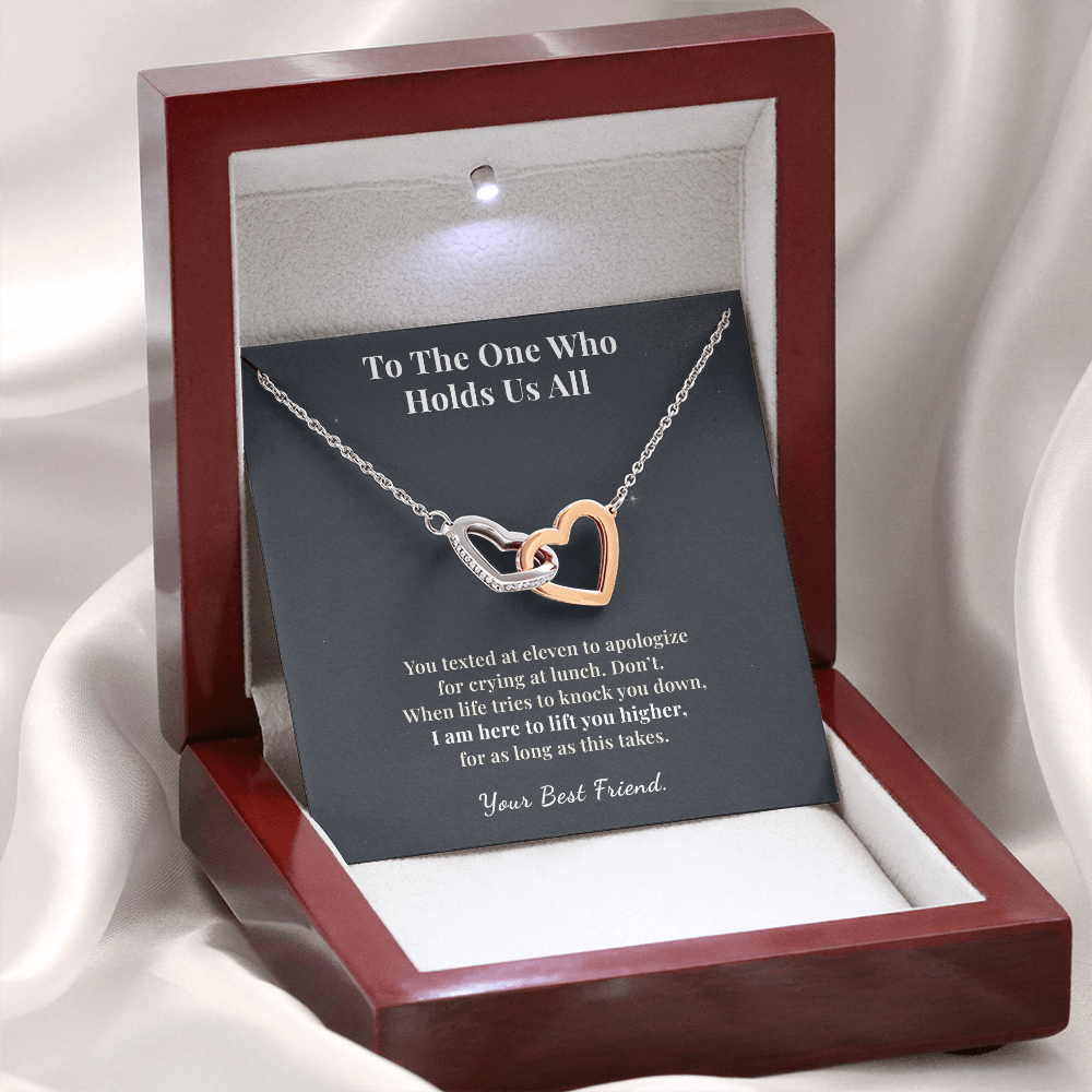 Best Friend Necklace Mother Loss Gift From Friend | Message Card | Two Hearts Pendant
