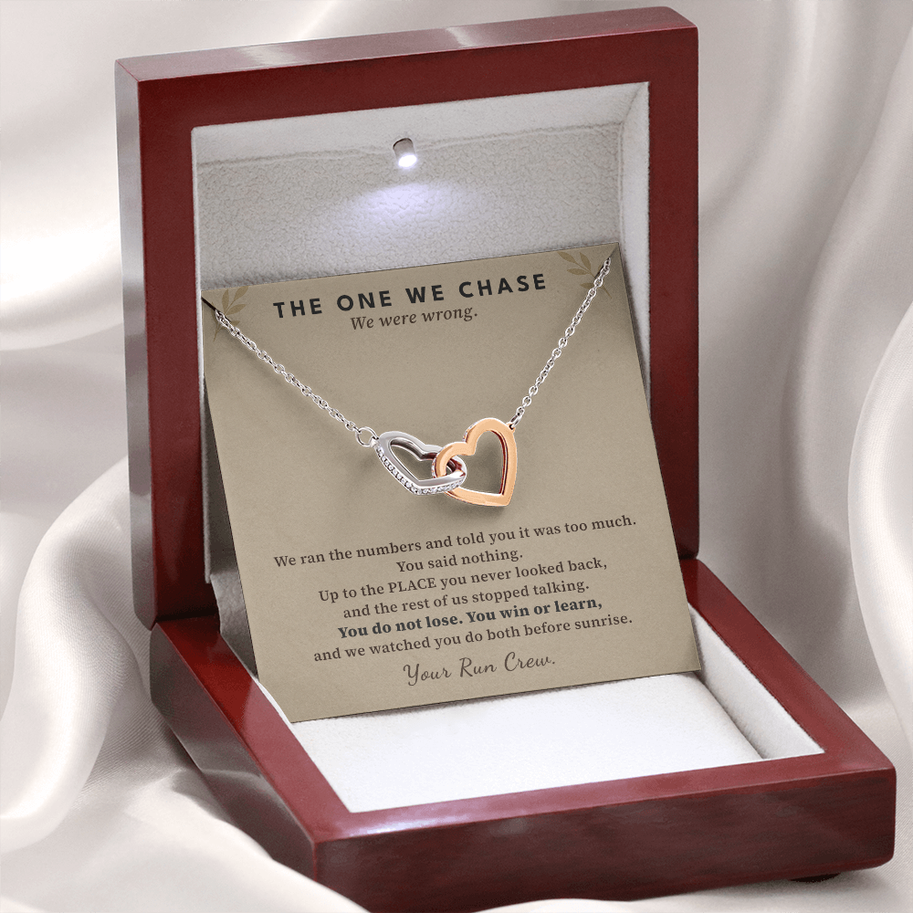 Half Marathon Runner Necklace Race Finisher Gift From Run Crew | Message Card | Two Hearts Pendant