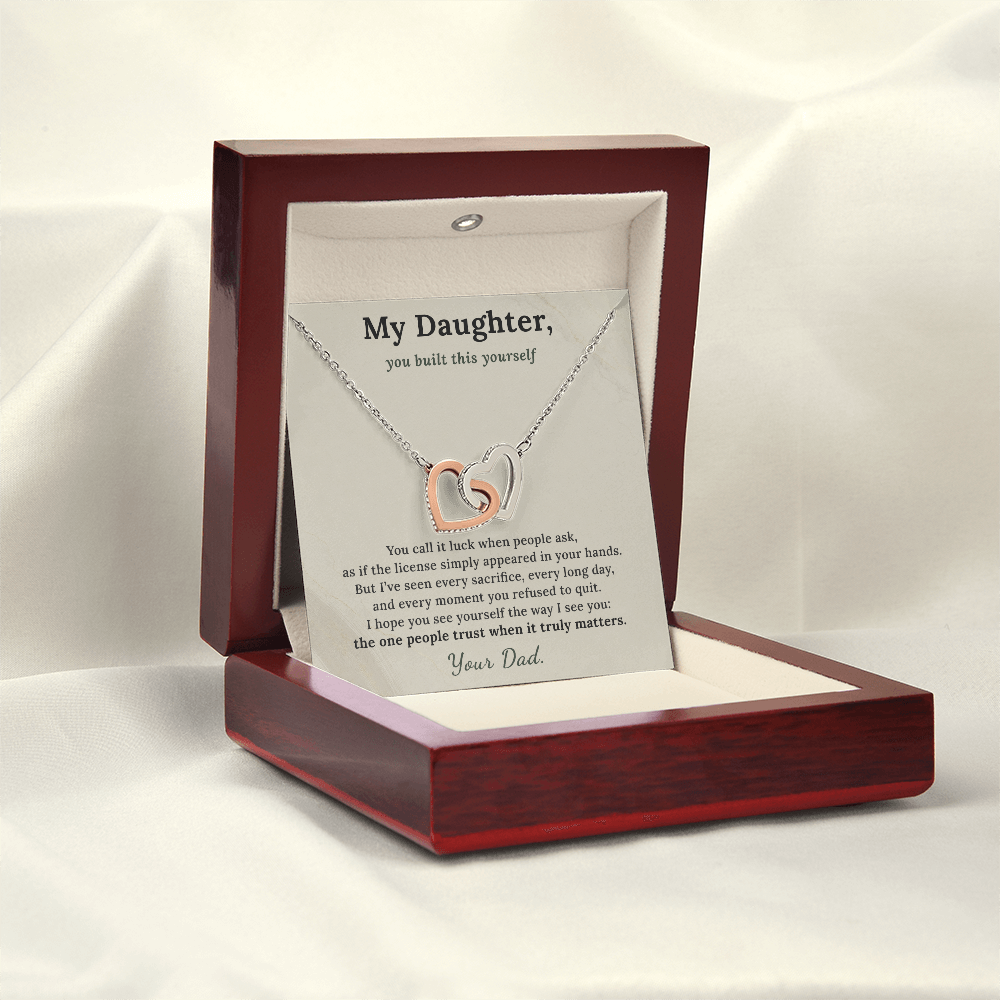 Electrician Daughter Necklace Graduation Gift From Dad | Message Card | Two Hearts Pendant