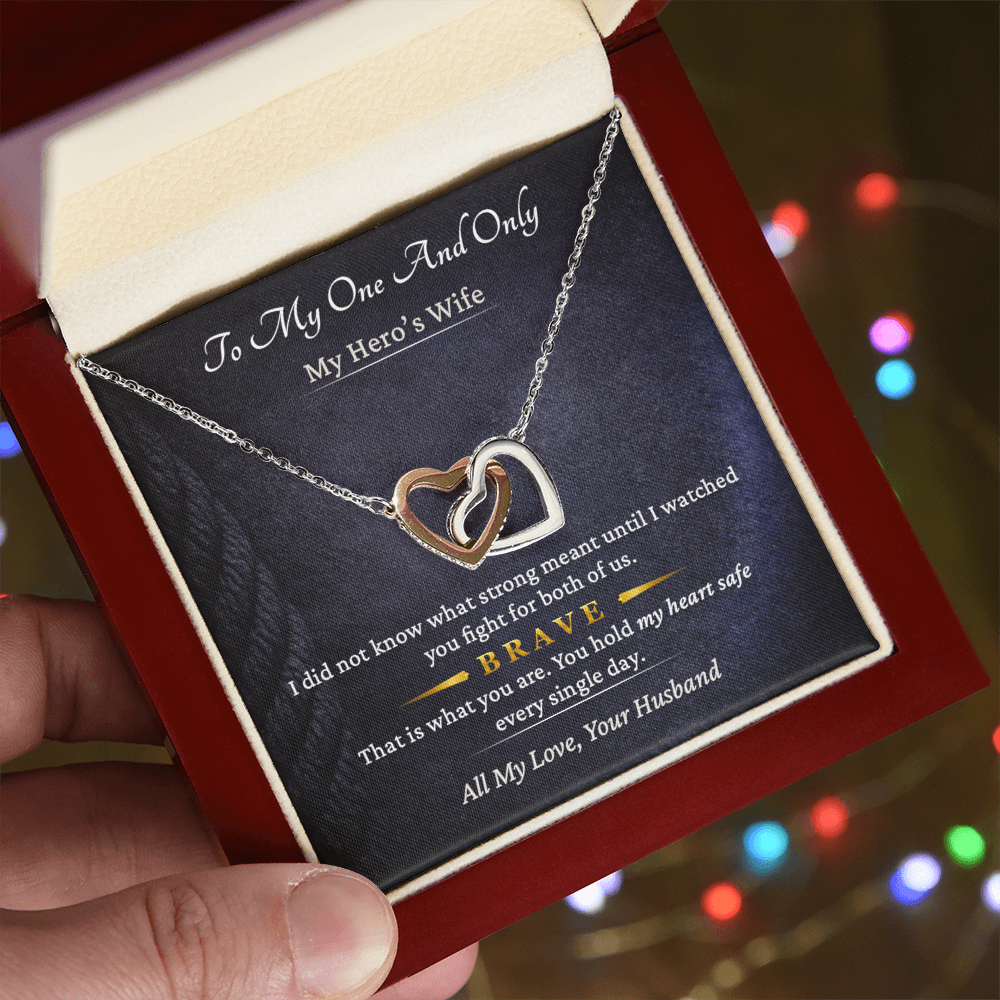 Interlocking Hearts Necklace for Lineman Wife Couple Gift | Message Card | Love