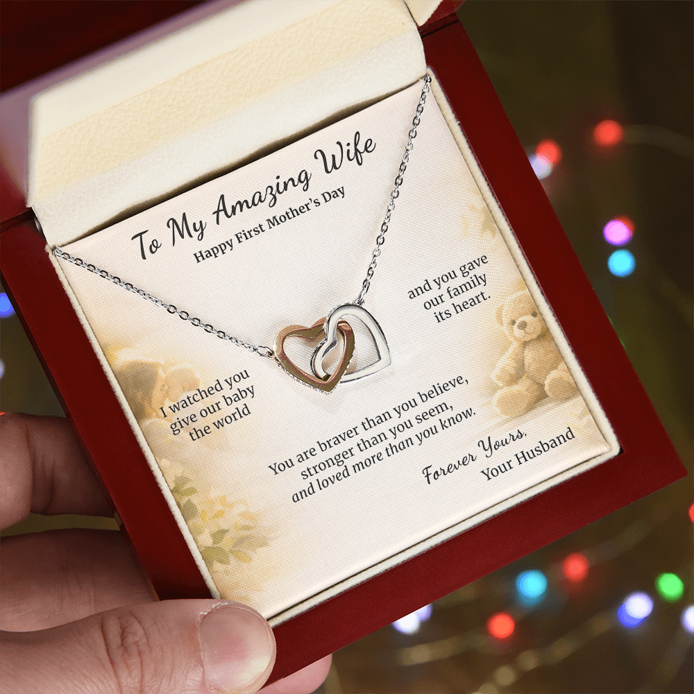 Interlocking Hearts Necklace for New Mom First Mothers Day | Message Card | Sentimental