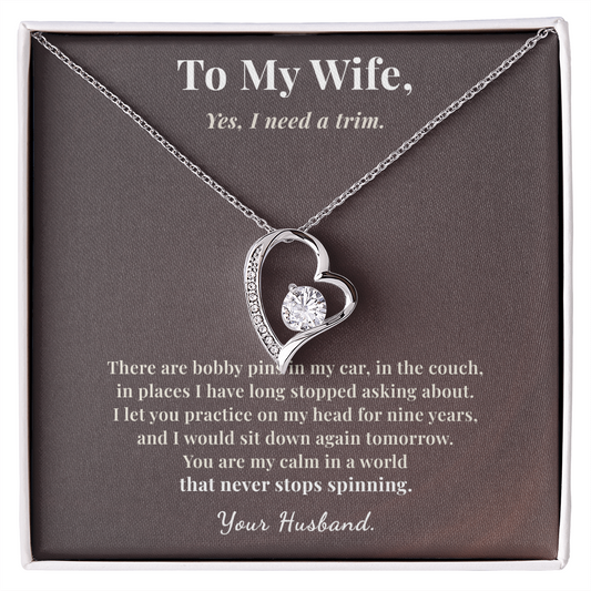Hairstylist Wife Necklace Birthday Gift From Husband | Message Card | Heart Pendant Keepsake