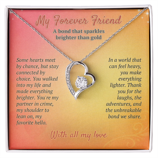 Forever Love Necklace Galentine Gift for Best Friend Message Card Jewelry