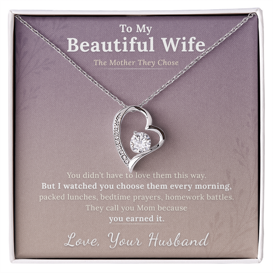 Adoptive Mom Wife Necklace Gift From Husband | Message Card | Heart Pendant
