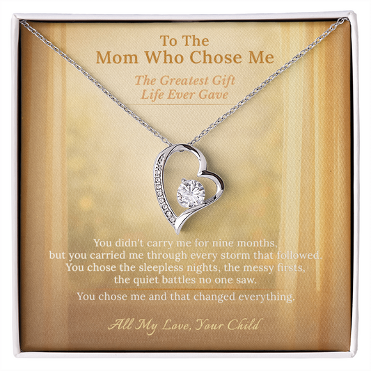 Adoptive Mom Necklace Gotcha Day Gift | Message Card | Heart Pendant From Adopted Child