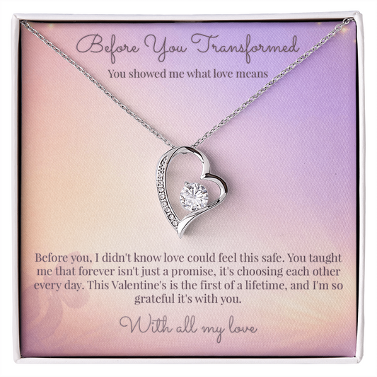 Forever Love Necklace First Valentine Gift for Girlfriend Message Card Jewelry