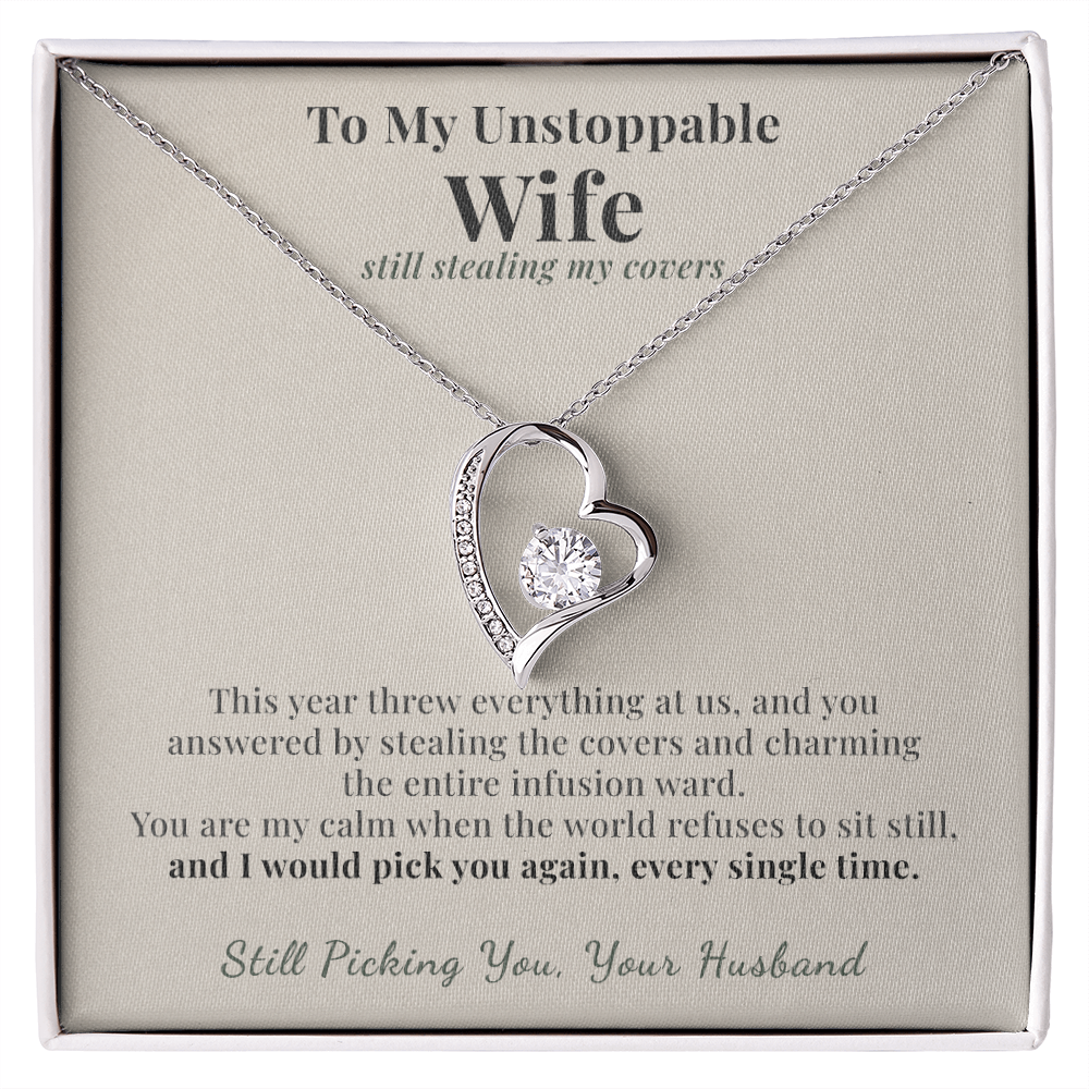 Breast Cancer Survivor Wife Necklace Encouragement Gift From Husband | Message Card | Heart Pendant