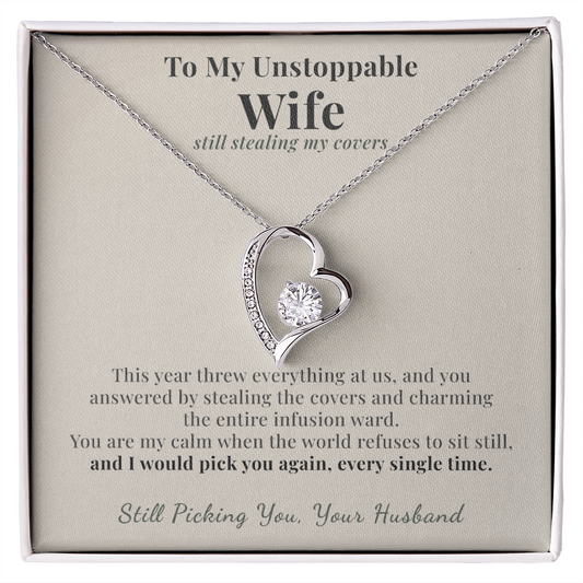 Breast Cancer Survivor Wife Necklace Encouragement Gift From Husband | Message Card | Heart Pendant