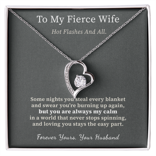 Wife Menopause Necklace Birthday Gift From Husband | Message Card | Heart Pendant Hot Flash Humor
