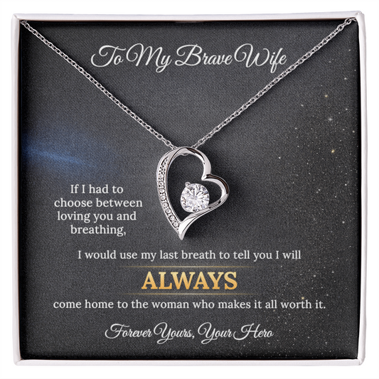 Forever Love Necklace for Police Wife Anniversary Gift | Message Card | Romantic Jewelry