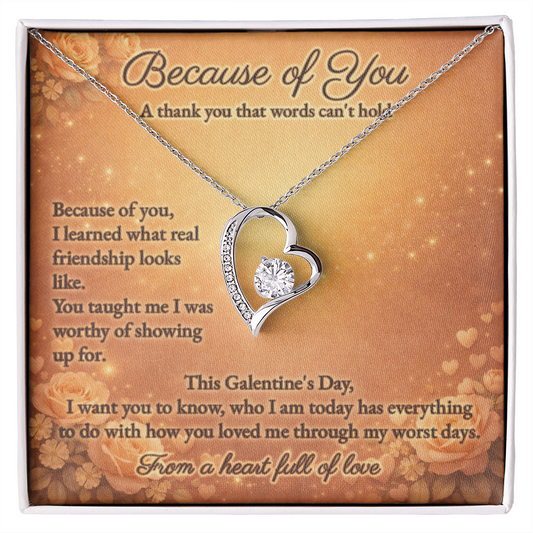 Forever Love Necklace Galentine Gift for Best Friend Message Card Jewelry