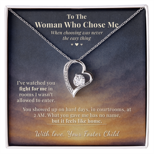 Advocate Mom Necklace Foster Care Gift | Message Card | Heart Pendant